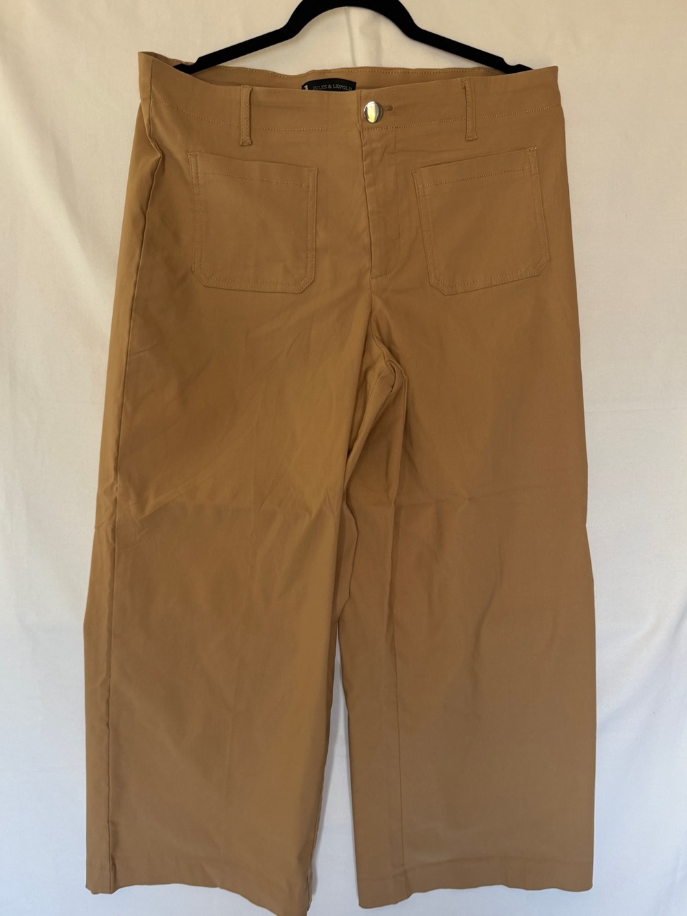 Jules & Leopold Cropped Wide-Leg Pants in Tan XL